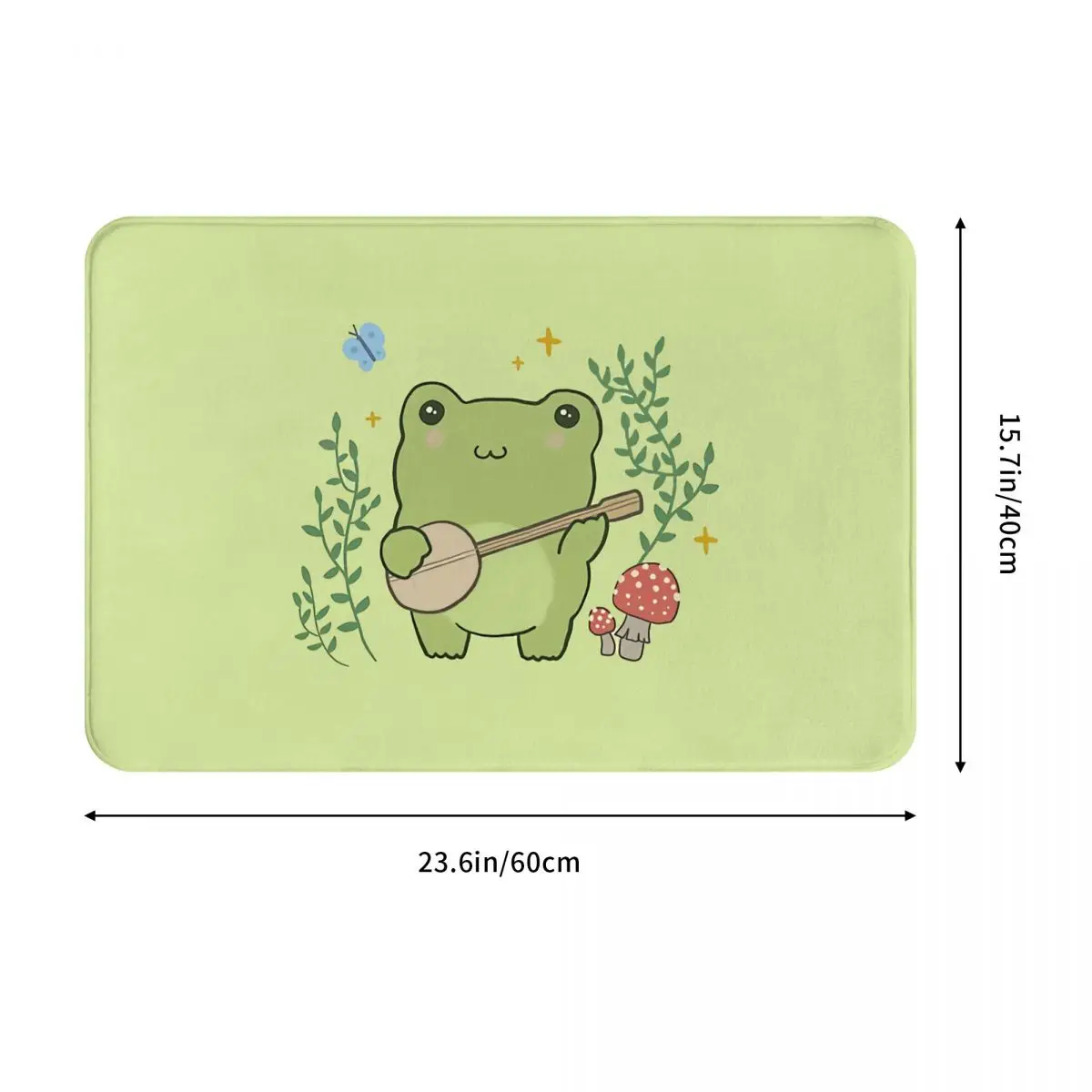 Frog Pet Lover Bathroom Mat Cute Kawaii Playing Banjo Toad Plant Fungi Doormat Kitchen Carpet Outdoor Rug Home Decor