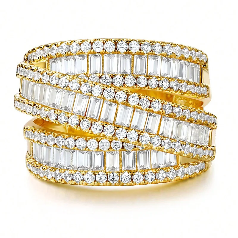 

Кольцо Apexelle Luxury Jewelry из меди с цирконами в ретро-стиле, трехрядное, с инкрустацией паве, универсальный аксессуар, изысканное украшение