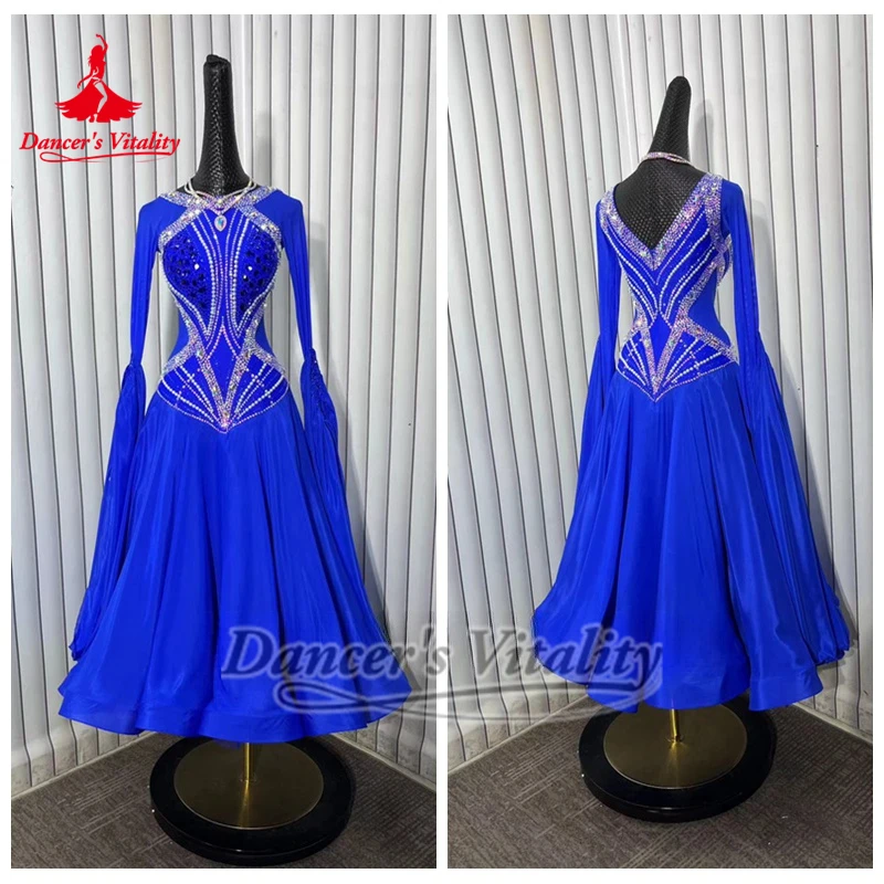 

Новый стиль AB Stones Pearl украшения платья для бальных танцев на заказ для взрослых женщин вальс Quickstep одежда жизненность танцора