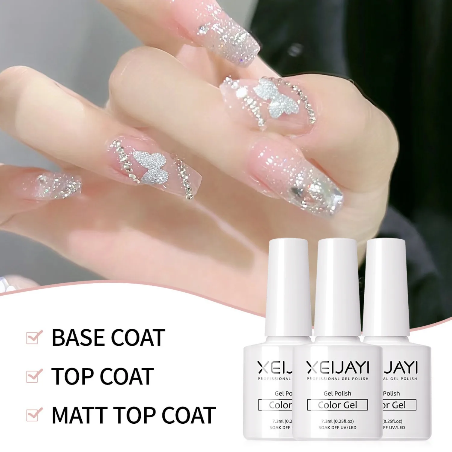 Top Coat Matt Coat Primer Nail Art Set con base e top coat Soak Off Gel Smalto per unghie per kit di strumenti di design per nail art