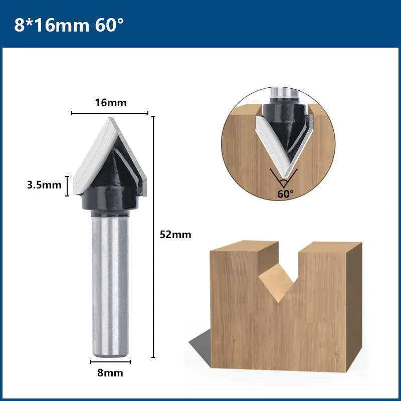 XCAN 3D V Engraving Bit CNC End Mill 8mm Shank Router Bits 16mm Diameter 60 Degrees Milling Cutter For Woodworking