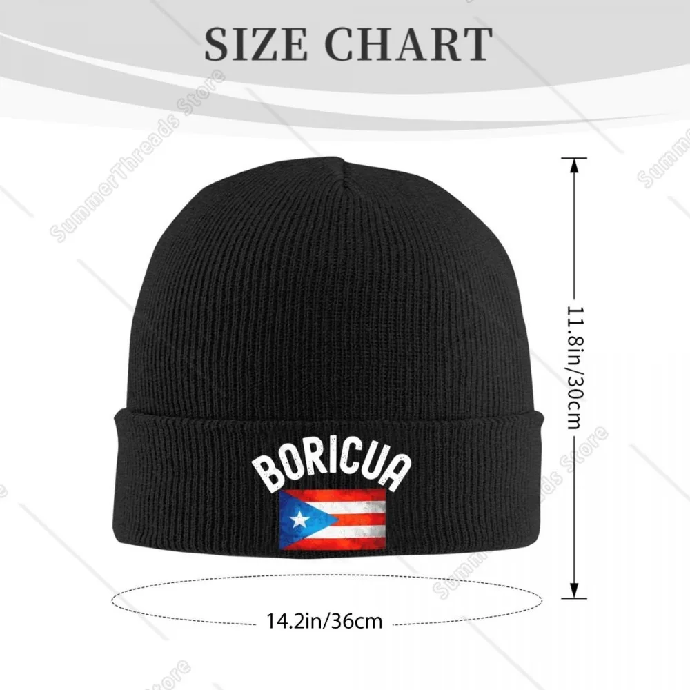 Boricua Puerto Rican Pride Knitted Caps Women's Men's Skullies Beanies Winter Hats Acrylic Warm Cap