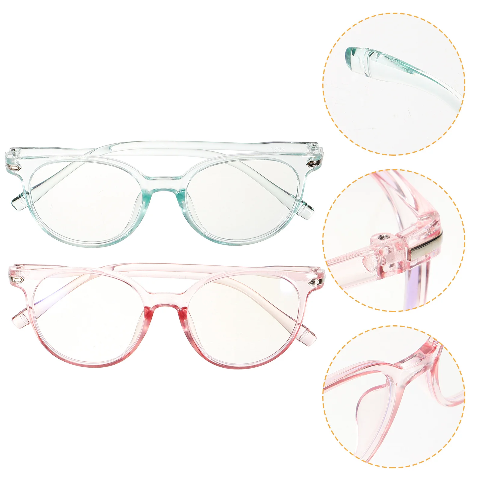 

2Pcs Anti-Blue Light Eyeglasses Premium Nose Pad Curved Legs Comfortable Wearing Experience Blue Light Blocking Glasses