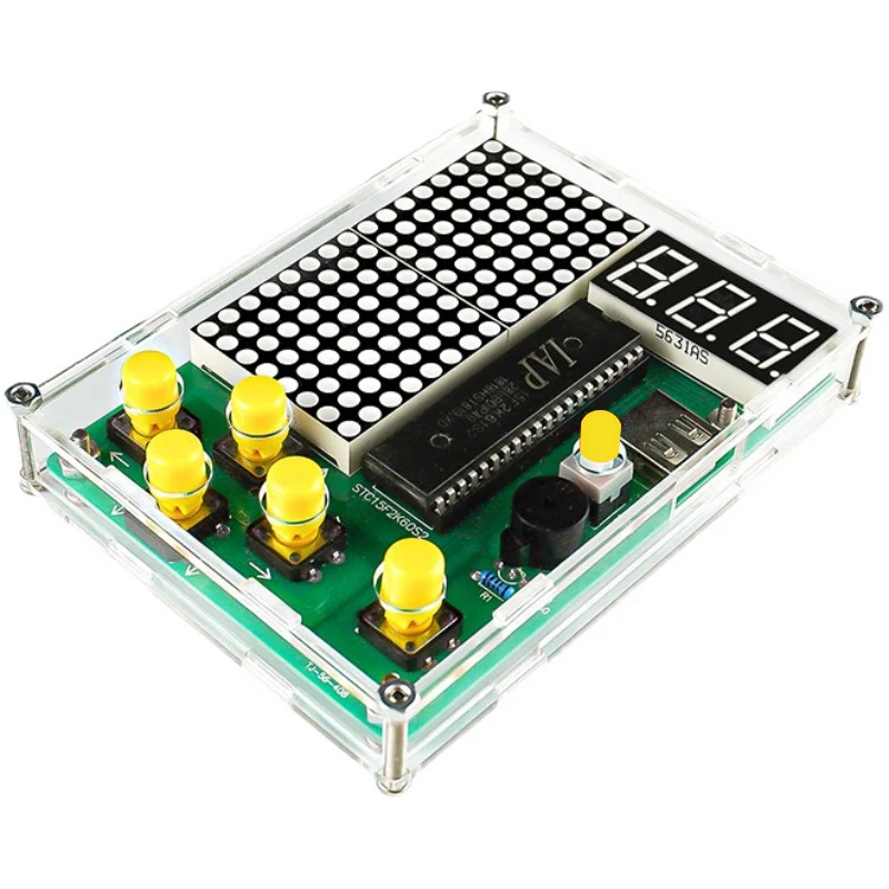 Kit de console de jogos de pixel diy cubo clássico mini montagem de console de videogame solda com estojo