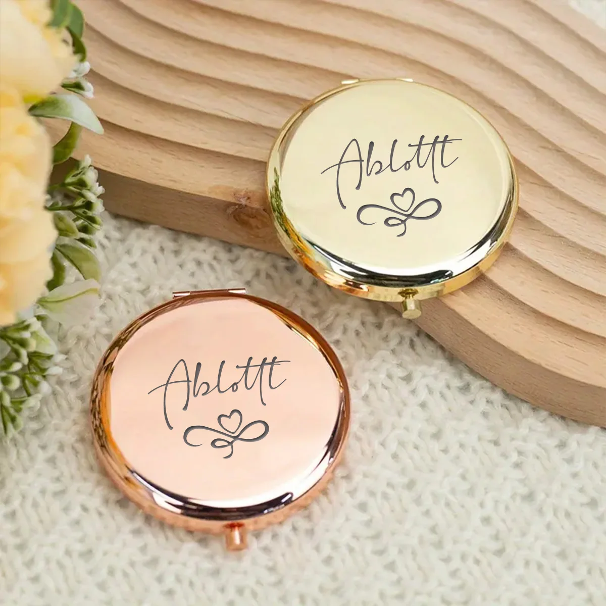 1pc Diy Ablotit example Personalized Name Makeup Mirror Mirror With Name Pocket Mirror Birthday Gift