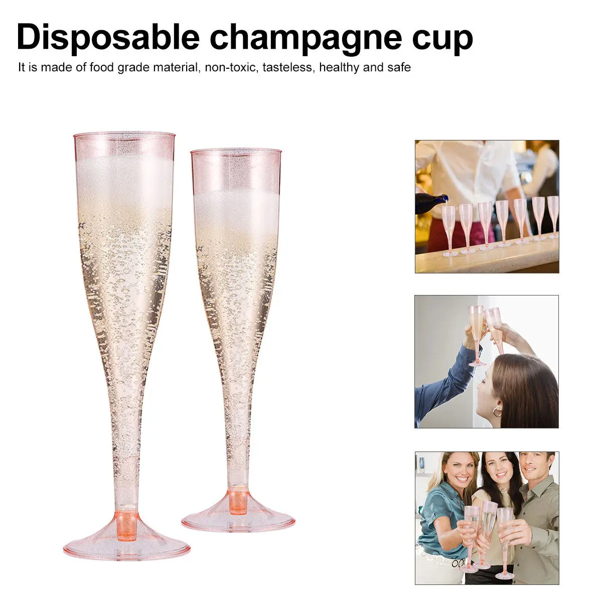 

30Pcs Plastic Cup Reusable Lightweight Party Supply for Bar Club Event Decoration Rose Golden Finish