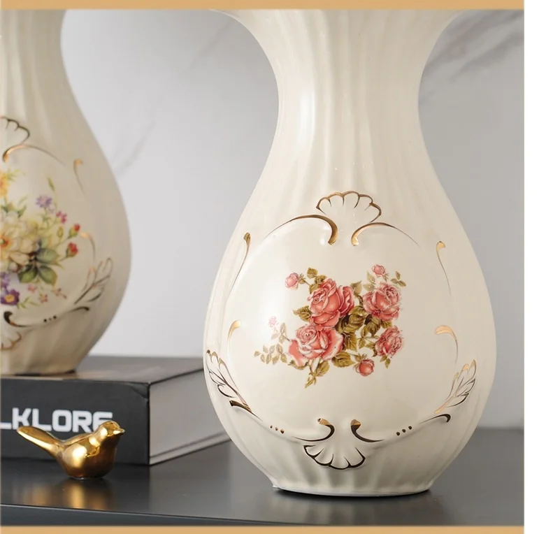 Ceramic vase 3D Stereoscopic dried flowers arrangement wobble plate living room entrance ornaments home decorations