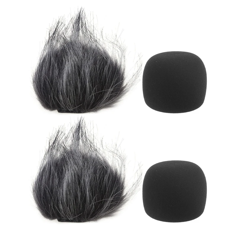 R91A 2 ชุด Furry กระจกหน้ารถ Muff ฝาครอบกรองโฟมไมโครโฟน Windproof สำหรับซูม H1 เครื่องบันทึกไมโครโฟนอะไหล่
