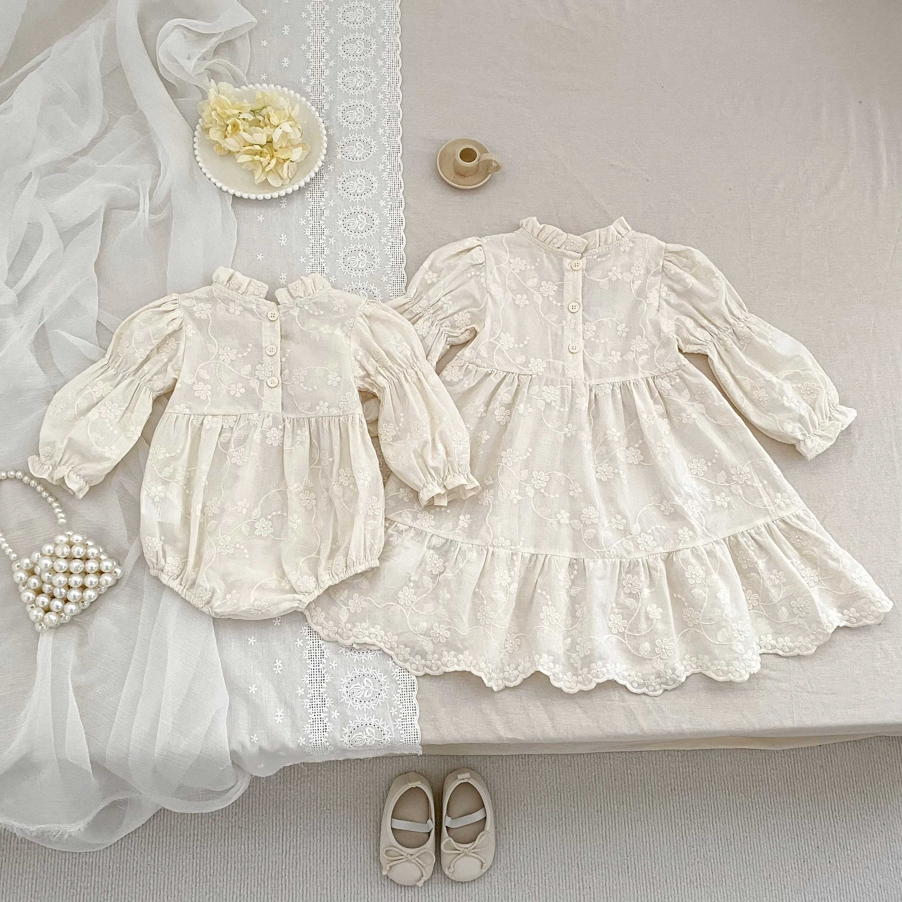 Neue Herbst 0-6Yrs Schwester Kleid Mädchen Party Kleid Baby Mädchen Stickerei Strampler Schwester Geburtstag Party Baumwolle Kinder Prinzessin Kleider – Detail 22