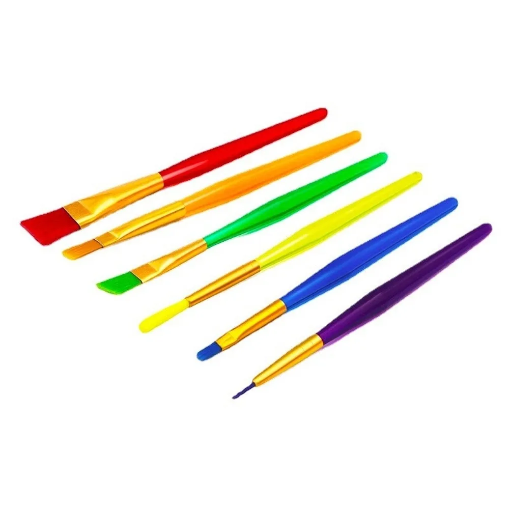 6PCS Nylon Bristles Cake Decorating Pen Easy to Clean Low Shedding Cake Brush Set Transparent Handles Metal Ferrules