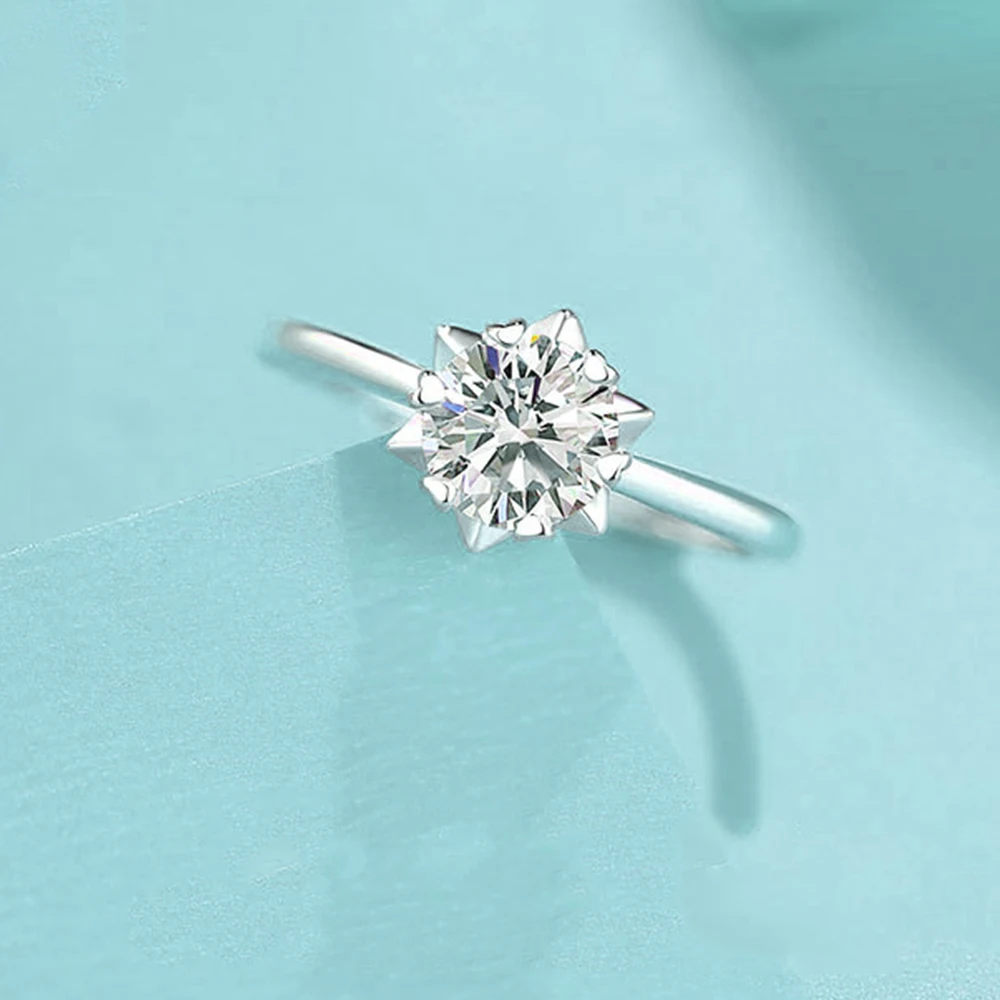

Fmrose 1 Carat D Color Moissanite Ring fit Women 925 Sterling Silver Snowflake Starburst Brilliant Diamond Engagement Rings Gift