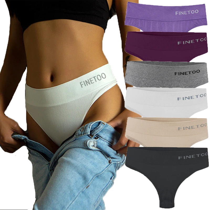 1PC Seamless Underwear Women Thongs  FINETOO High Waist Women\'s Panties Solid Color Comfortable G-string Female Underpants M-2XL