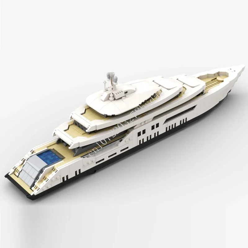 1651PCS MOC WHITE Luxury Yacht Building Block Warship Model Technical Brick Set DIY Assembly Creative Kids Puzzle Toy Xma Gift