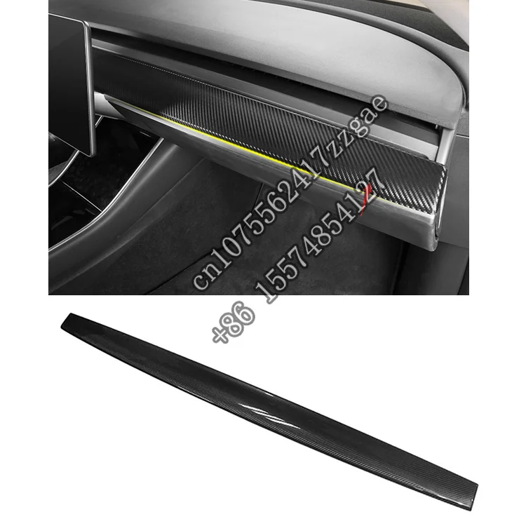 Dry Carbon Fiber Stick on Car accessories parts For  Model 3  Center control panel Automotive interior 2018-2021