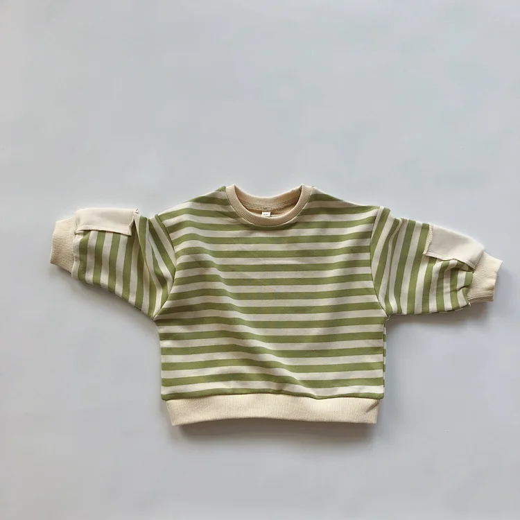 2024 New Children Fashion Striped Pullover Sweatshirts Girl Cool Bat Shirt Baby Girl Comfortable Soft Cotton Long Sleeves Tops