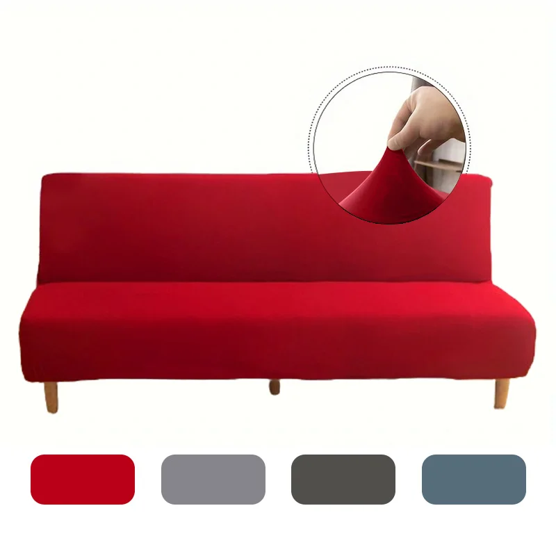 LANMOLlFESofa Bed Cover Solid Color Armless Sofa Bed Covers Elastic Foldable Cleaning Furniture Protective Cover Home Decoration