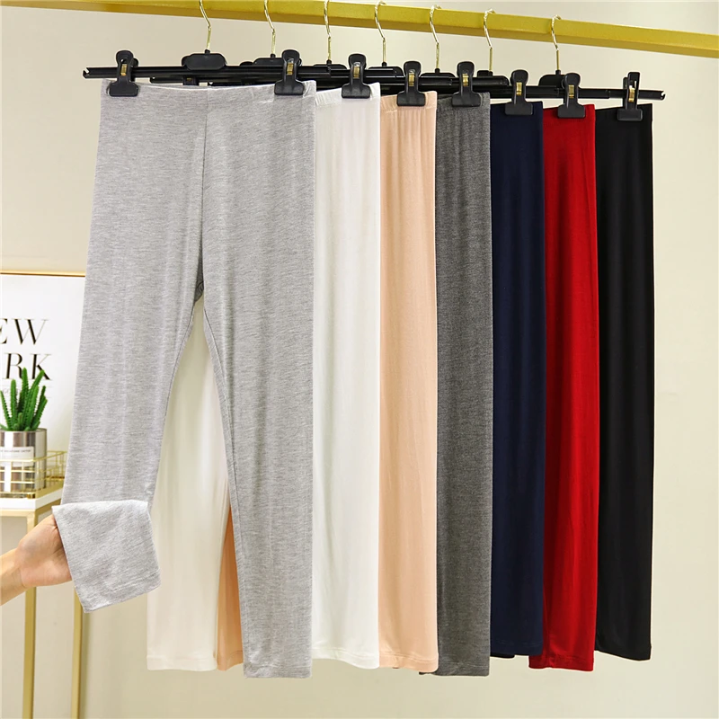 

High Waist Modal Leggings Women's Spring Autumn Versatile Slim Fit Elastic plus Size Underwear Thin Autumn Pants Nine Points