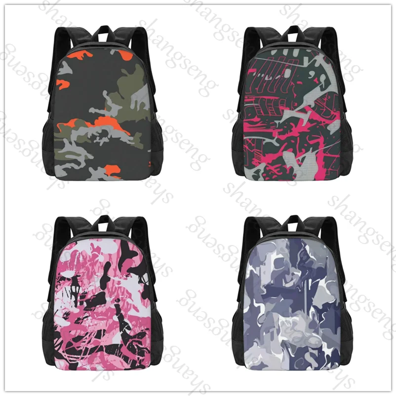 

Graffiti camouflage Large capacity printed schoolbag boys and girls backpack teenagers students leisure travel commuter backpack