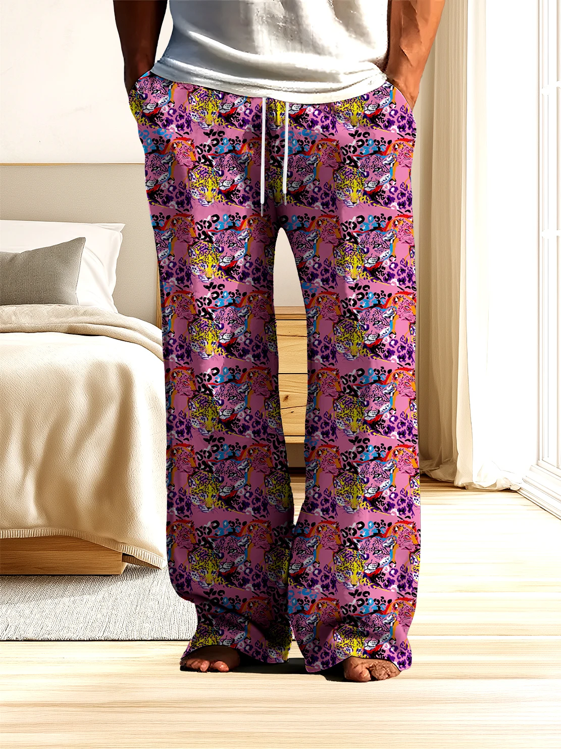 

Новые мужские брюки с леопардовым узором и 3D цифровым принтом, быстросохнущие и не выцветающие, удобные модные повседневные брюки для улицы.