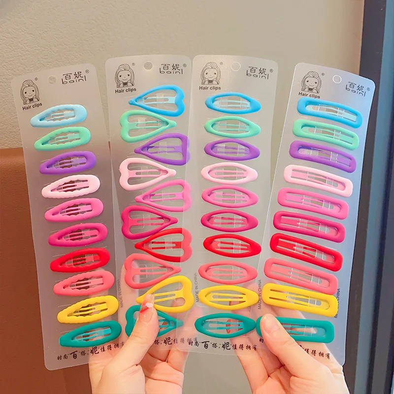 Ensemble de pinces à cheveux colorées pour enfants, épingles à cheveux, étoiles géométriques, ornement de coeur, mignon, bébé, filles, doux,