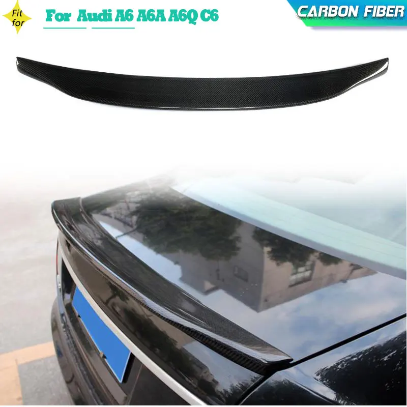 Car Rear Trunk Spoiler Wing For Audi A6 A6A A6Q C6 2005 - 2008 Carbon Fiber Car Rear Tail Trunk Boot Lip Wing Spoiler