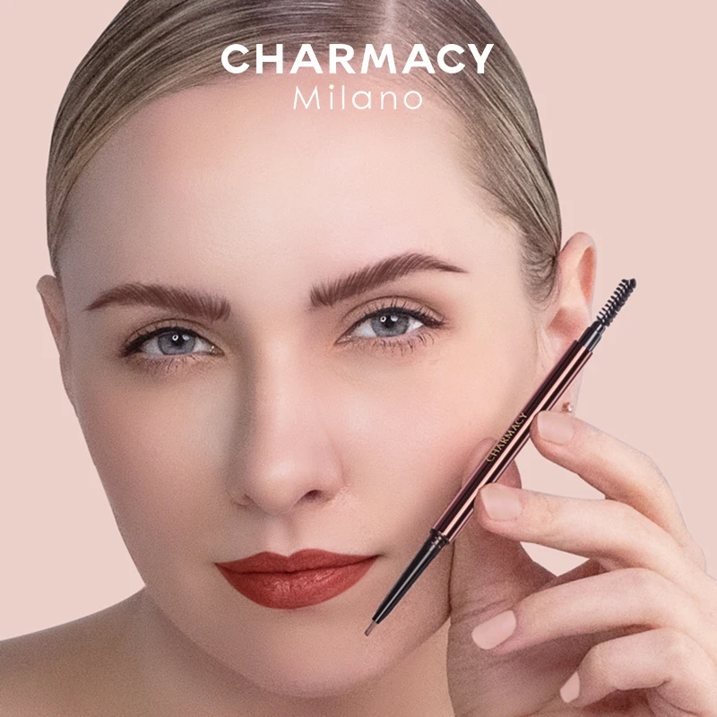 CHARMACY-lápiz triangular ultrafino para cejas, maquillaje de larga duración, resistente al agua, negro y marrón, 6 colores