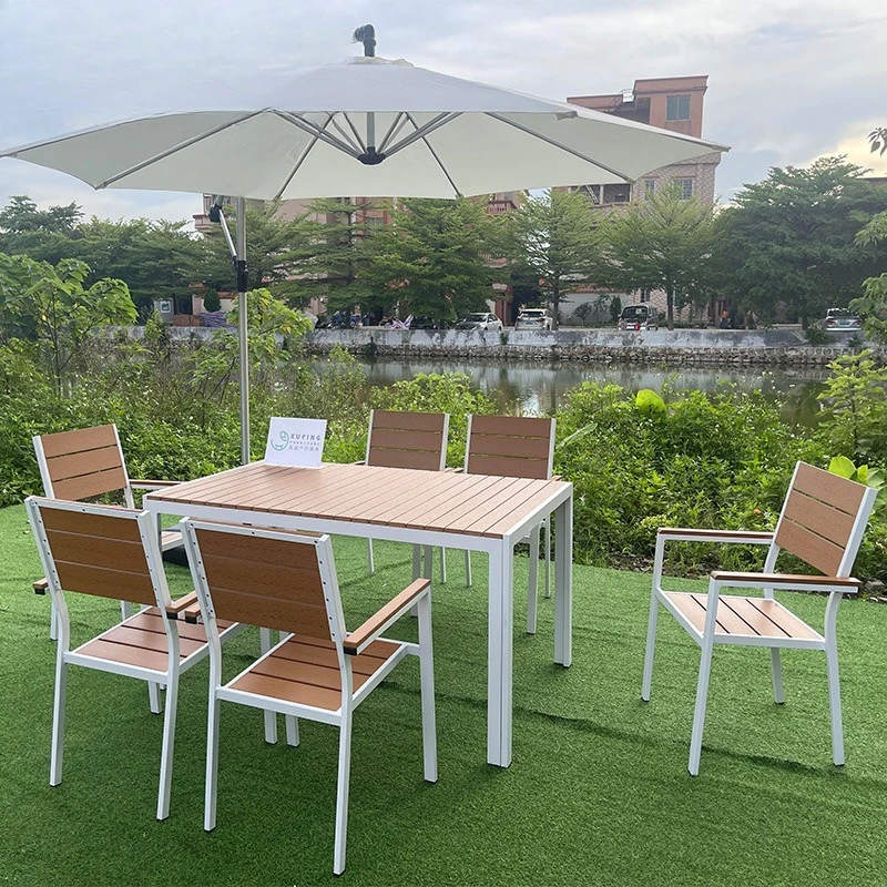 

Обеденный стол для отдыха на открытом воздухе, двор, вилла, сад с зонтиком, стол и стул, комбинация уличной террасы, сад, простой длинный