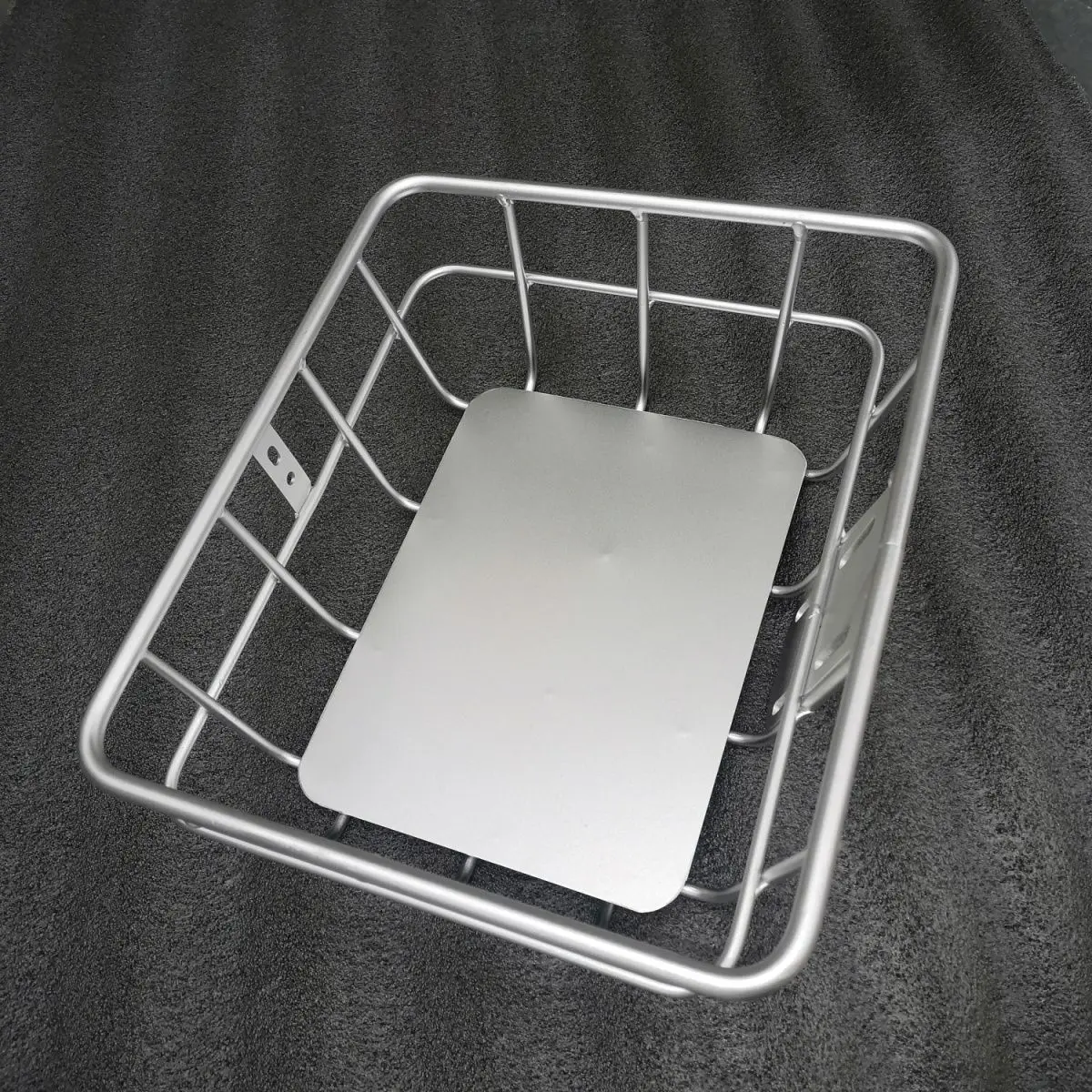 Silver Aluminum Bike Basket, Waterproof & Sun Resistant Universal Storage Basket for Folding Bicycles