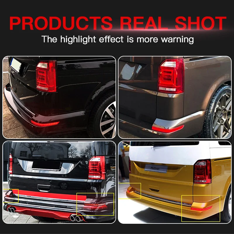 1 Pair LED Rear Tail Bumper Reflector Light Brake Stop Lights Reverse Fog Lamp for VW T6 Tranporter Multivan Caravelle 2015-2020