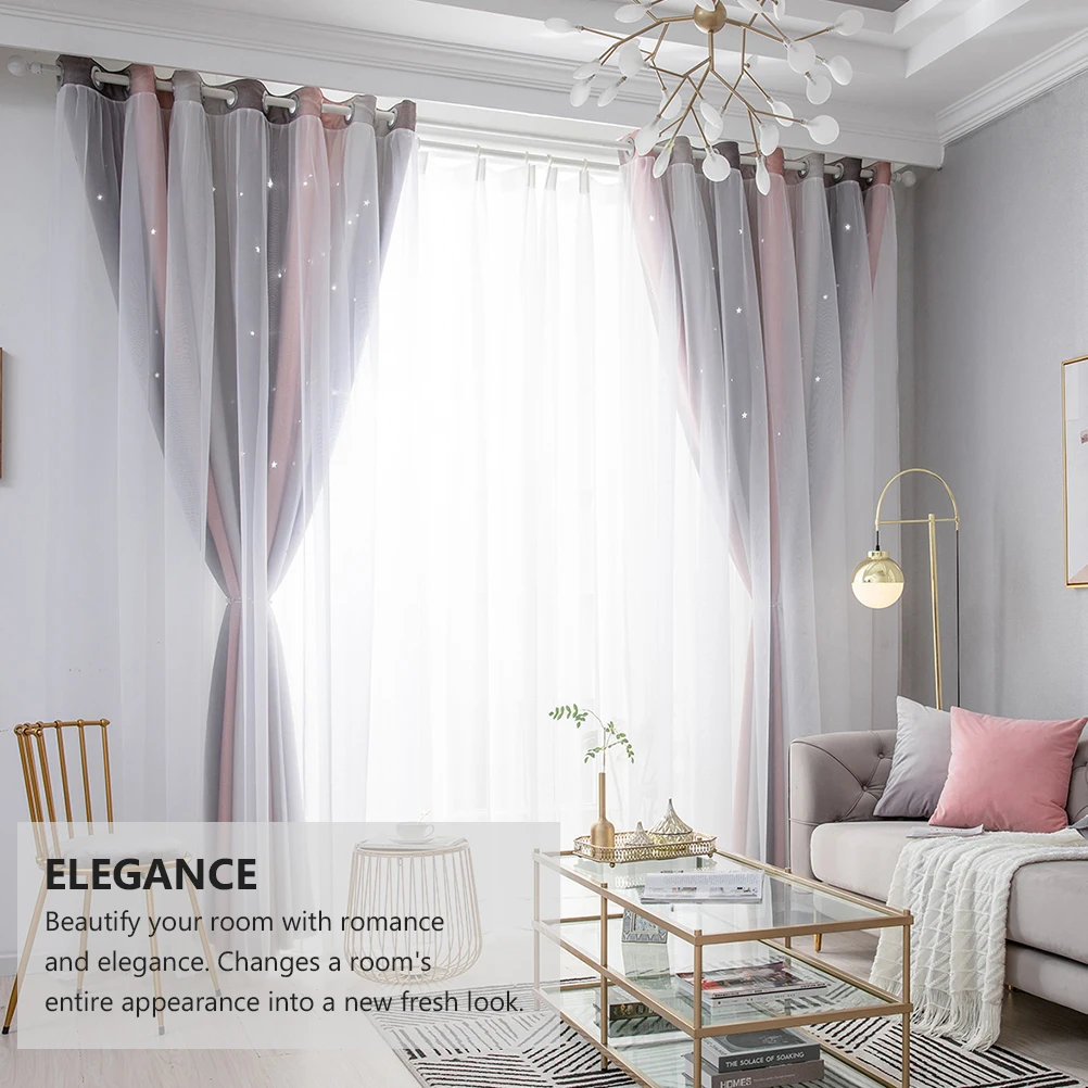 

2 Pcs Blackout Curtains Window Blinds Indoor Tulle Grey Chiffon Shade for Windows
