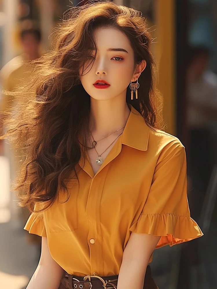 Chique retro hong kong sle ort sve colarinho feminino irt tecido viscose emagrecimento topo commute faion anti-envelhecimento