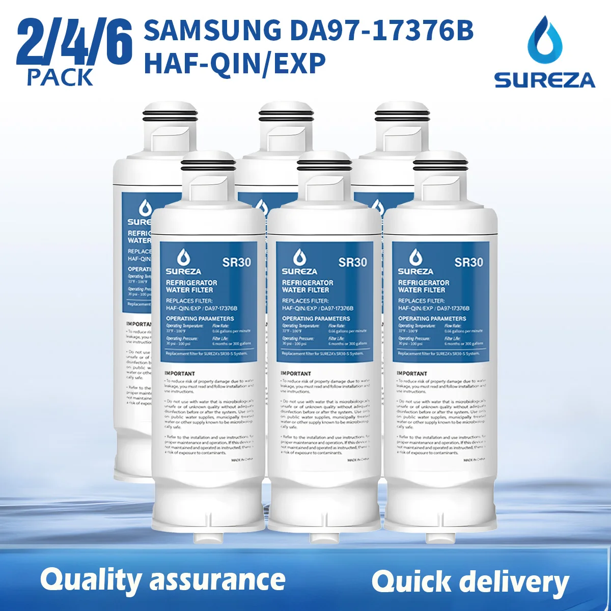 DA97-17376B Waterfilter Vervanging Samsung Koelkast Filter HAF-QIN/Exp HAF-QIN DA97-08006C Rf23m8070sg, Ws645a, 2/4/6Pack