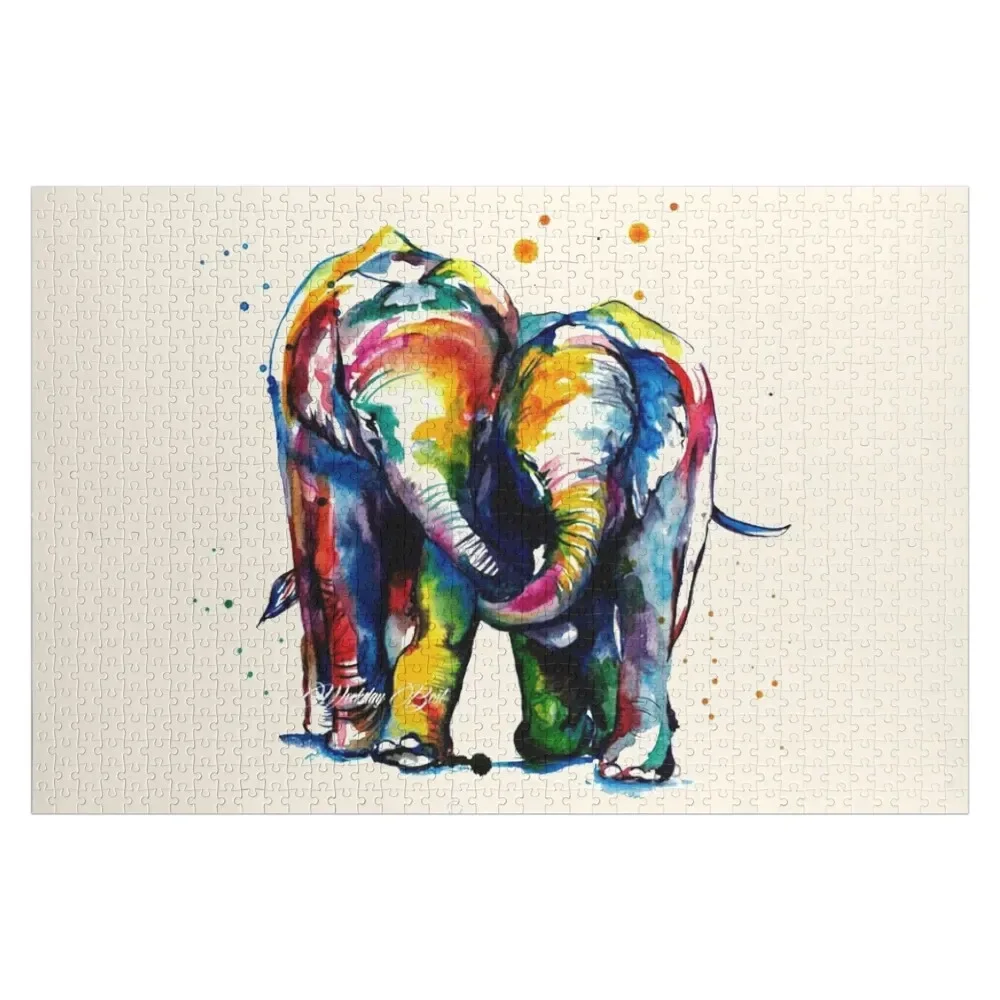 Watercolor Elephant Jigsaw Puzzle Novel Toys For Children 2022 Personalized Toy Personalized Wooden Name Puzzle