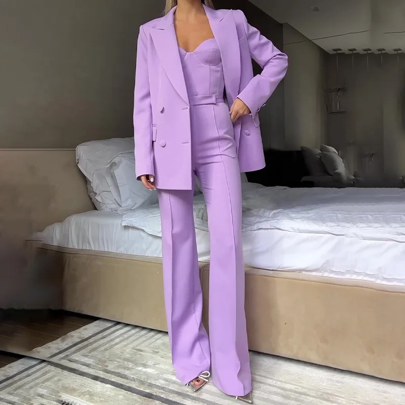Women Suit Fashion 3 Pieces Set Office Wedding Tuxedos Party Lady Blazer Business Suits Jacket Vest With Pants