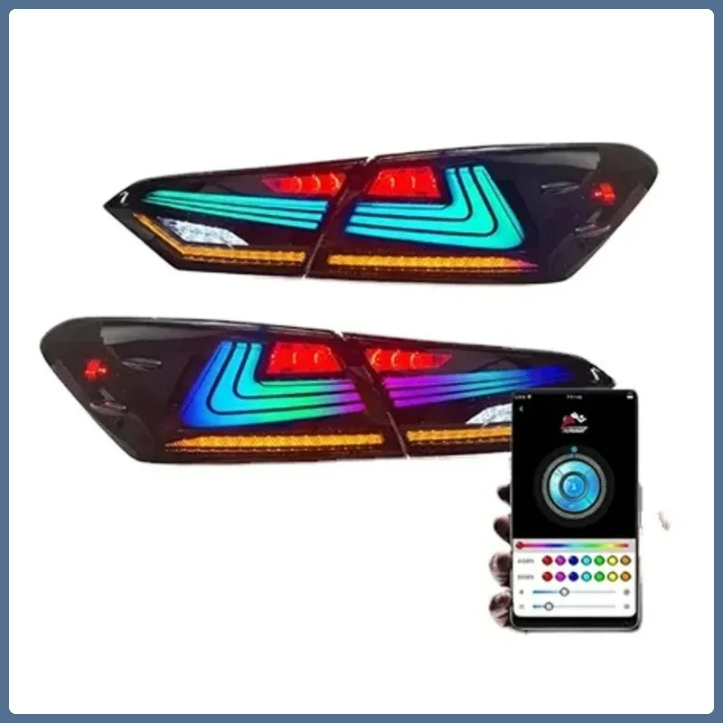 ไฟท้ายประกอบพร้อมเอฟเฟกต์เปิด-ปิดแบบเคลื่อนไหว ปี 2018-2024 ไฟ DRL RGB สำหรับรถยนต์ ไฟท้ายสำหรับ Camry