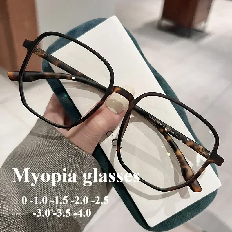 2025 Vintage Square Myopia Glasses Women Men Ultralight Resin Lens Clear Shortsighted Myopic Eyewear Vision Care 0 To -4.0