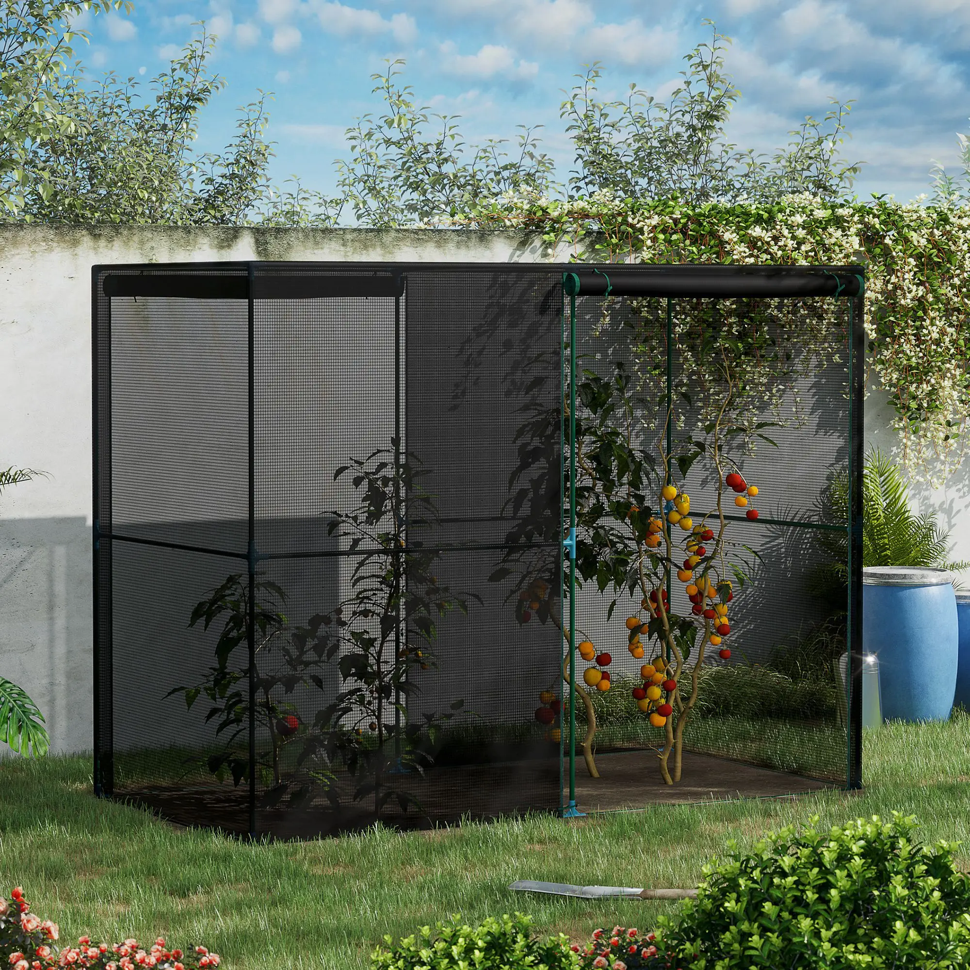 

8x4x6 Ft Walk in Crop Cage Plant Protection Tent with Zippered Door for Garden Vegetables Fruits Flowers Against Birds Animals