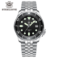 Steeldive 1996 Diver Watch Black Dial Steel Bracelet Sapphire Glass 200M NH35 Automatic Self Wind Mechanical Watch for Men