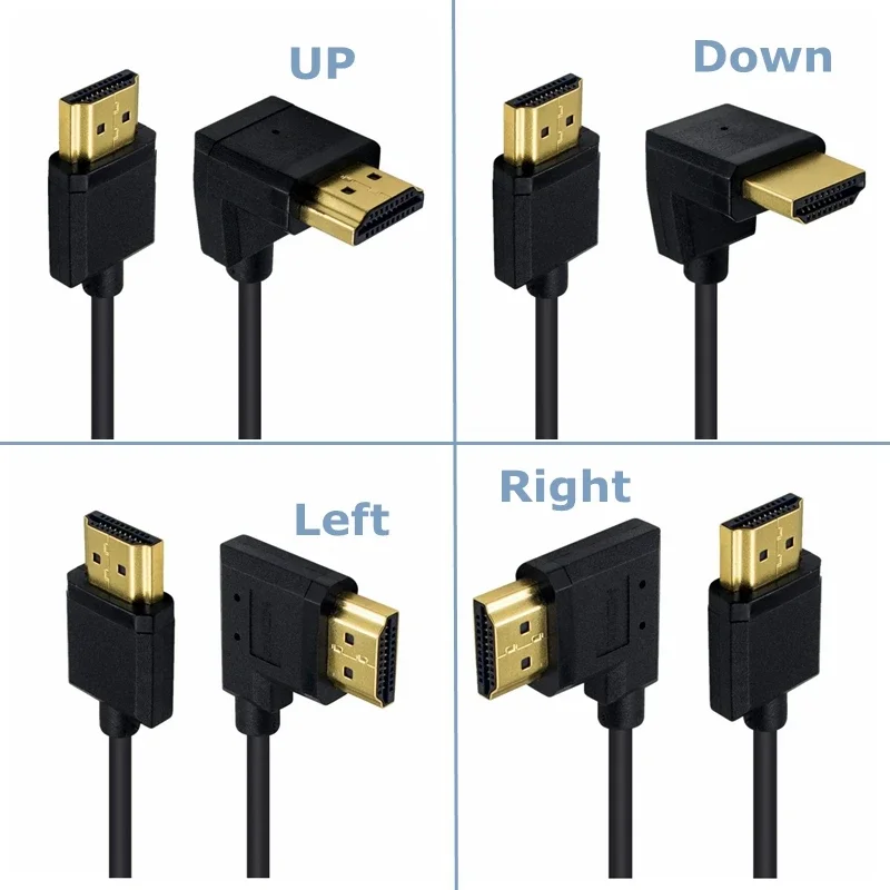 0.15m 90 Degree Angle OD3.2mm 2.0 Version 4k@60hz Micro Mini HDMI - Compatible With UP Down Left Right High-Definition Cables