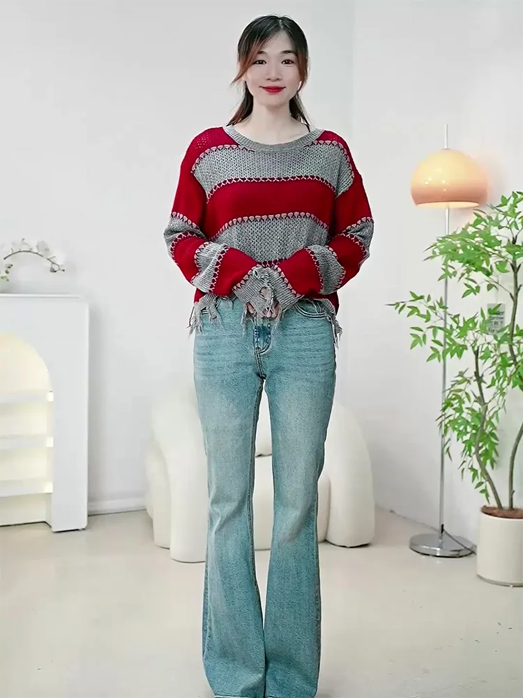 

Women's ort Sve Long Sve Overhead Sweater Autumn Season Faionable Comfortable Cotton Blend Knitwear for Ladies