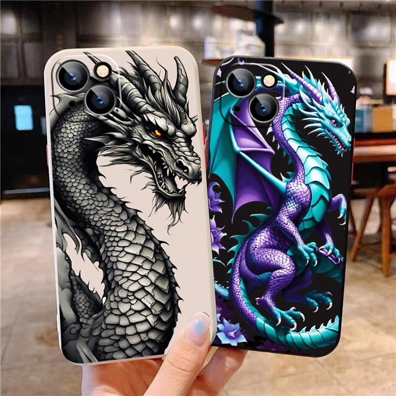 Chinese Divine Dragon For iPhone 15 14 7 8 Plus 13 12 11 Pro XS XR XS Max 13 12 Mini Phone Case Liquid Silicone Cover