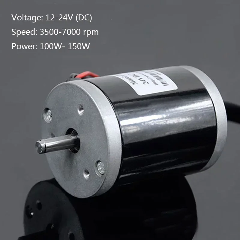 DC24V 150W 7000rpm High Torque DC Motor Low Noise Dual Ball Bearings Carbon Brush Motor For Mini Bead Lathe Machine Shaft Dia