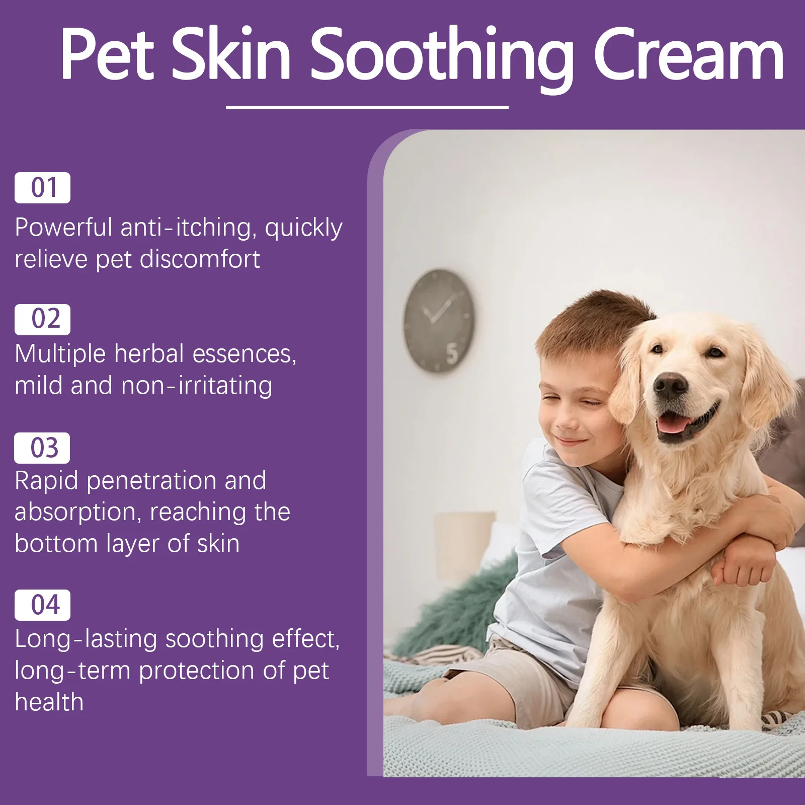 EELJOY Haustier-Hautpflegecreme für Hunde und Katzen, trockene, juckende Haut, lindert beruhigenden Balsam, Anti-Juckreiz-Lotion, Allergie-Behandlung, Pfotenreparatur – Detail 3