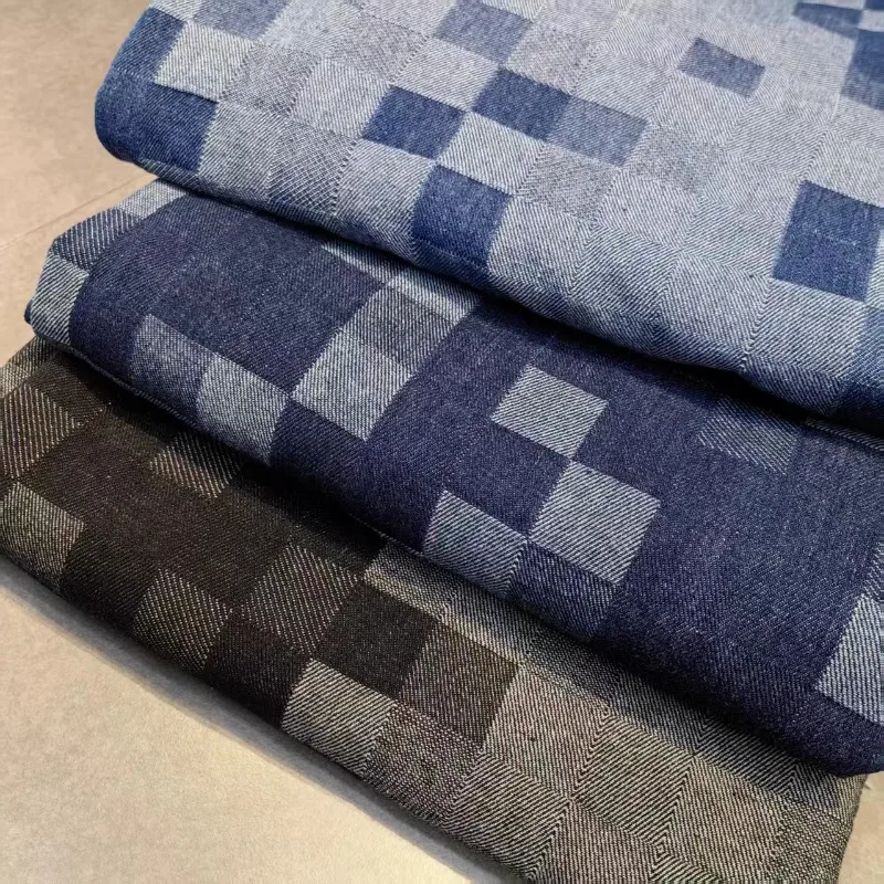 

Изготовленная джинсовая жаккардовая ткань для камуфляжа в клетку, подушки «сделай сам», обувь, шапки, одежда, шитье своими руками на метр, тканевый материал