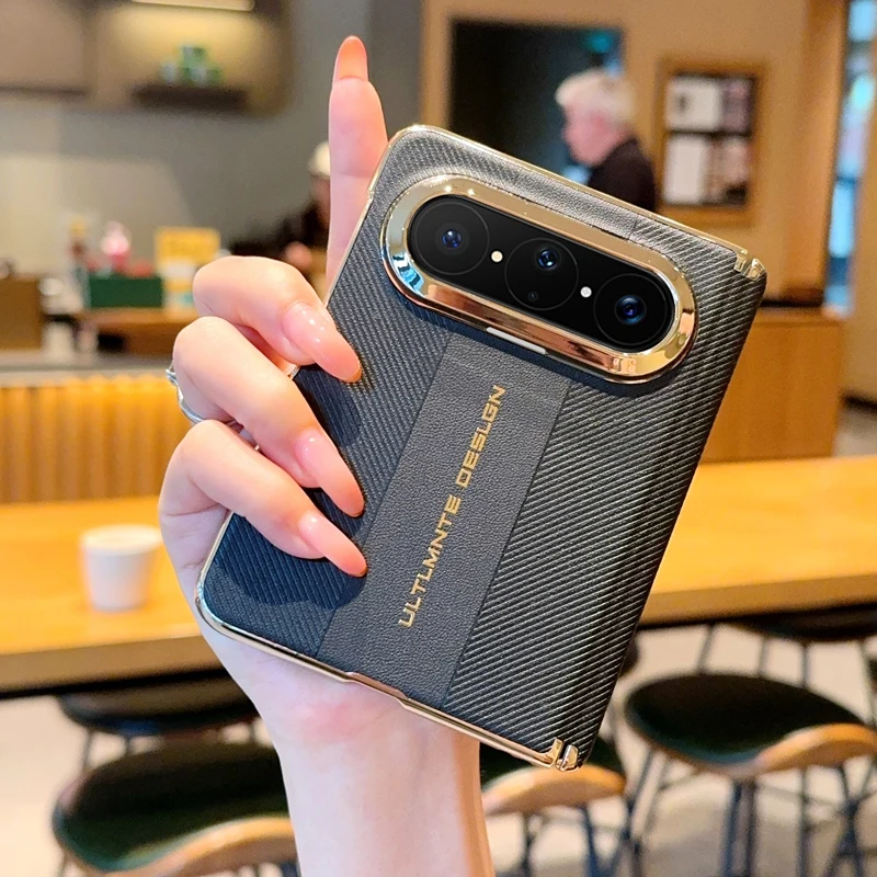 

Fashion For HuaWei Pura X Max Leather Phone Case Protective PC Hard Shell Electroplate Frame Shockproof (Only Back Cover)