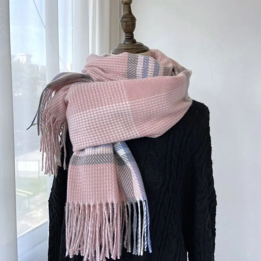 Fashion Imitation Cashmere Winter Plaid Scarf Thick Warm Windproof Long Tassel Scarves Soft Women Wrap Shawls