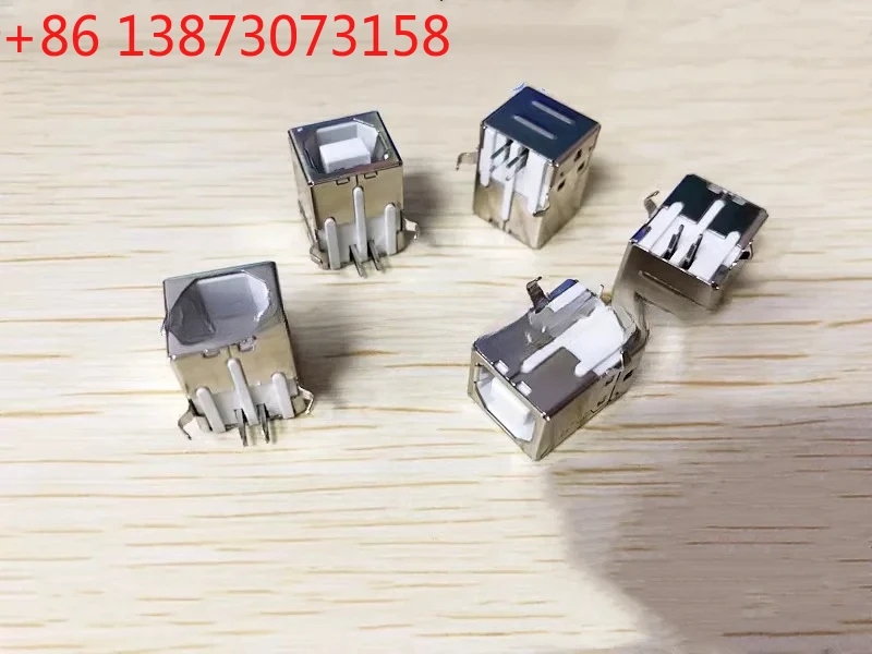 Interfaz USB hembra tipo B, asiento hembra con cabeza cuadrada y boca cuadrada, enchufe de impresora de pie doblado de 90 grados