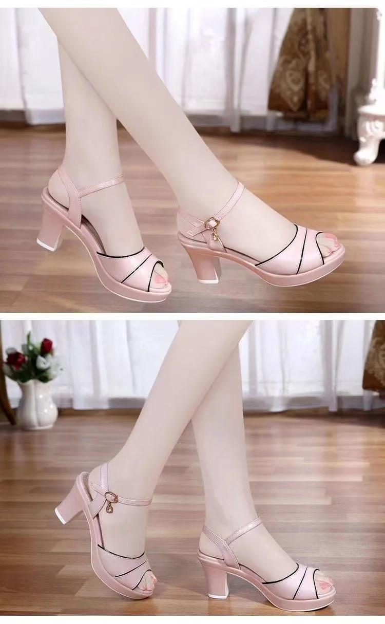 Shoes for Women 35-40 Summer Fashion Women Cute Light Weight Comfortable Breathable Peep Toe High Heel Casual Sandalias De Mujer