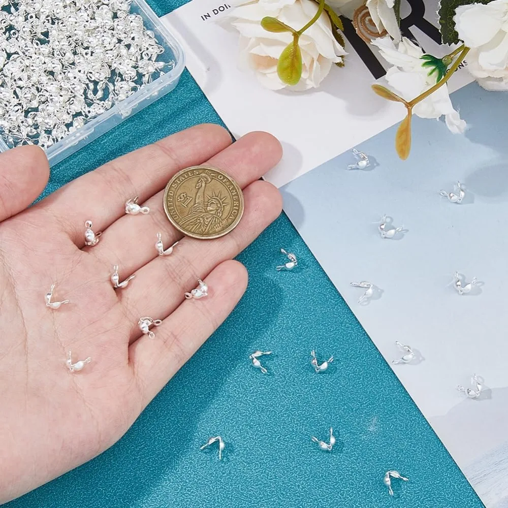 300 قطعة 3.5 مللي متر 304 الفولاذ المقاوم للصدأ صدفي حبة نصائح حبة عقدة نهاية قبعات أضعاف أكثر من تجعيد الخرز يغطي لصنع المجوهرات #3