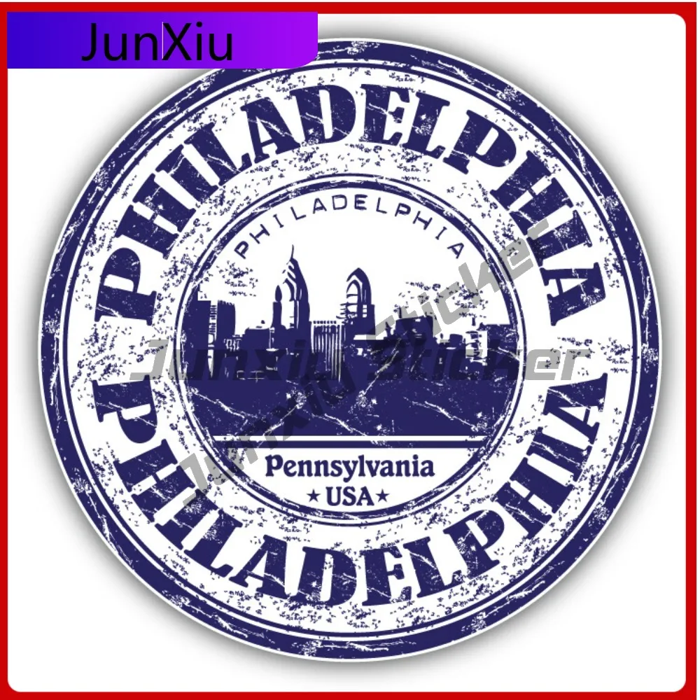 

Philadelphia Pennsylvania Usa Creative Sticker Stamp Car Decal Bumper Stickers Cute Style Car Use For Vehicle Exterior Decora